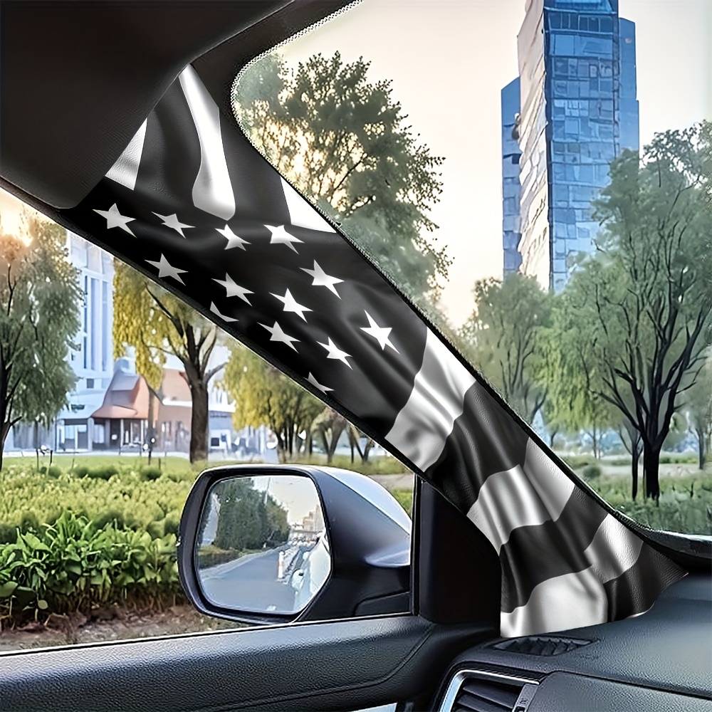 2pcs Of Flag-patterned Car Stickers, Universal A-pillar Decorative Stickers, Waterproof And Scratch-resistant, Featuring Anime, Fantasy, Animal, Space, And Cartoon Themes