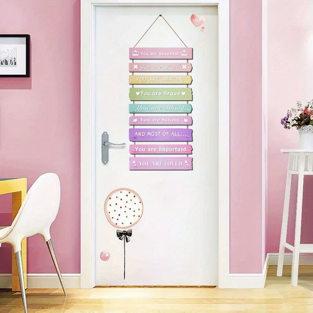 Letreros Coloridos De Afirmación De Baño, Decoración Rústica De Pared Con Texto En Inglés "I Am Brave I Am Kind" De Madera Positiva Para El Hogar, Niños, Baño, Baño, Puerta De