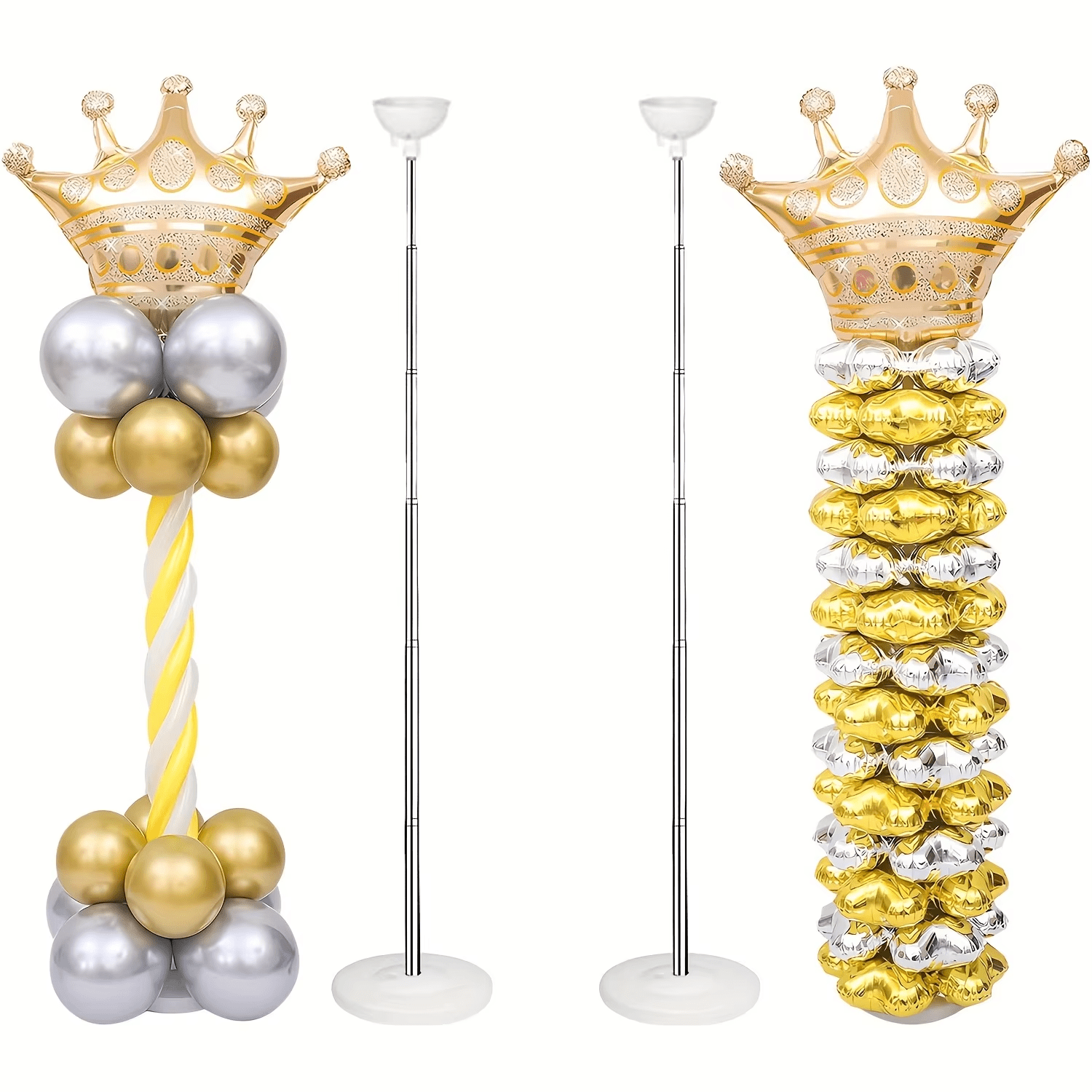 TEMU 2 Pack Balloon Stand Kit - 2m Adjustable Metal Telescopic Rod For Wedding Aisle, Birthday & Graduation Party Arch/column Decor, Easy Assembly,