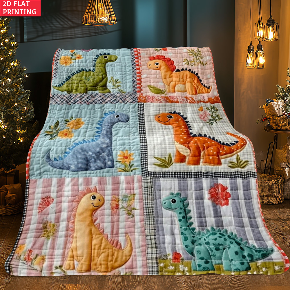TEMU 2d Flat 1pc Dinosaur Art Outdoor Portable Blanket-lightweight Home Furnishings Bedding Blanket Suitable For Travel Camping Living Rooms Offices