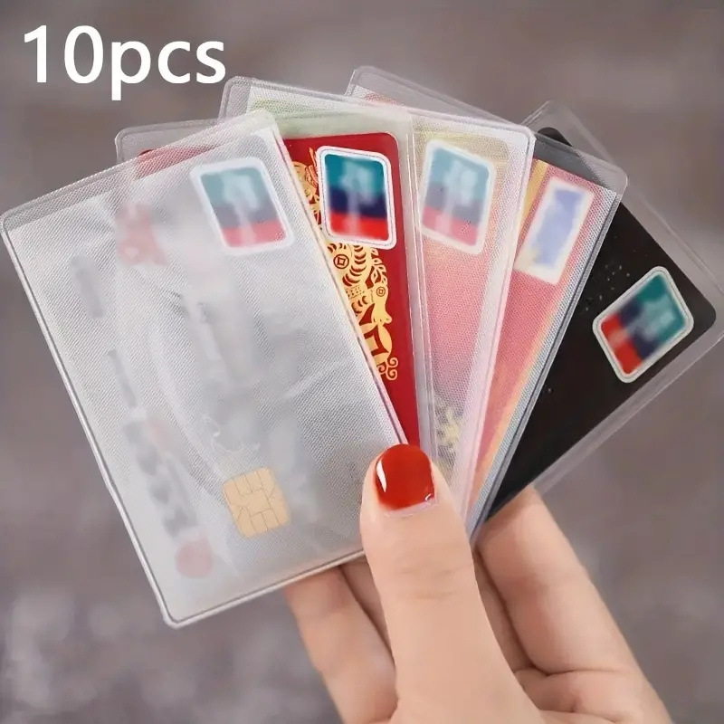 10pcs Durable Pvc Card Holder - Scratch-resistant, Diamagnetic Side Transparent Protective Case For Credit Cards And Id Cards, Easy To Store And Organize