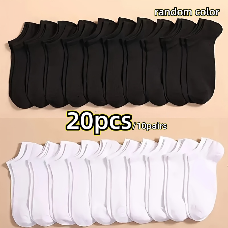 Image of 20pcs/10 Pairs Of Summer Unisplus-use Solid-color Light-cut Low-top Invisible Socks, Random Colors, Breathable And Sweat-absorbent, Comfortable And Anti-slip, Essential For Casual Fitness