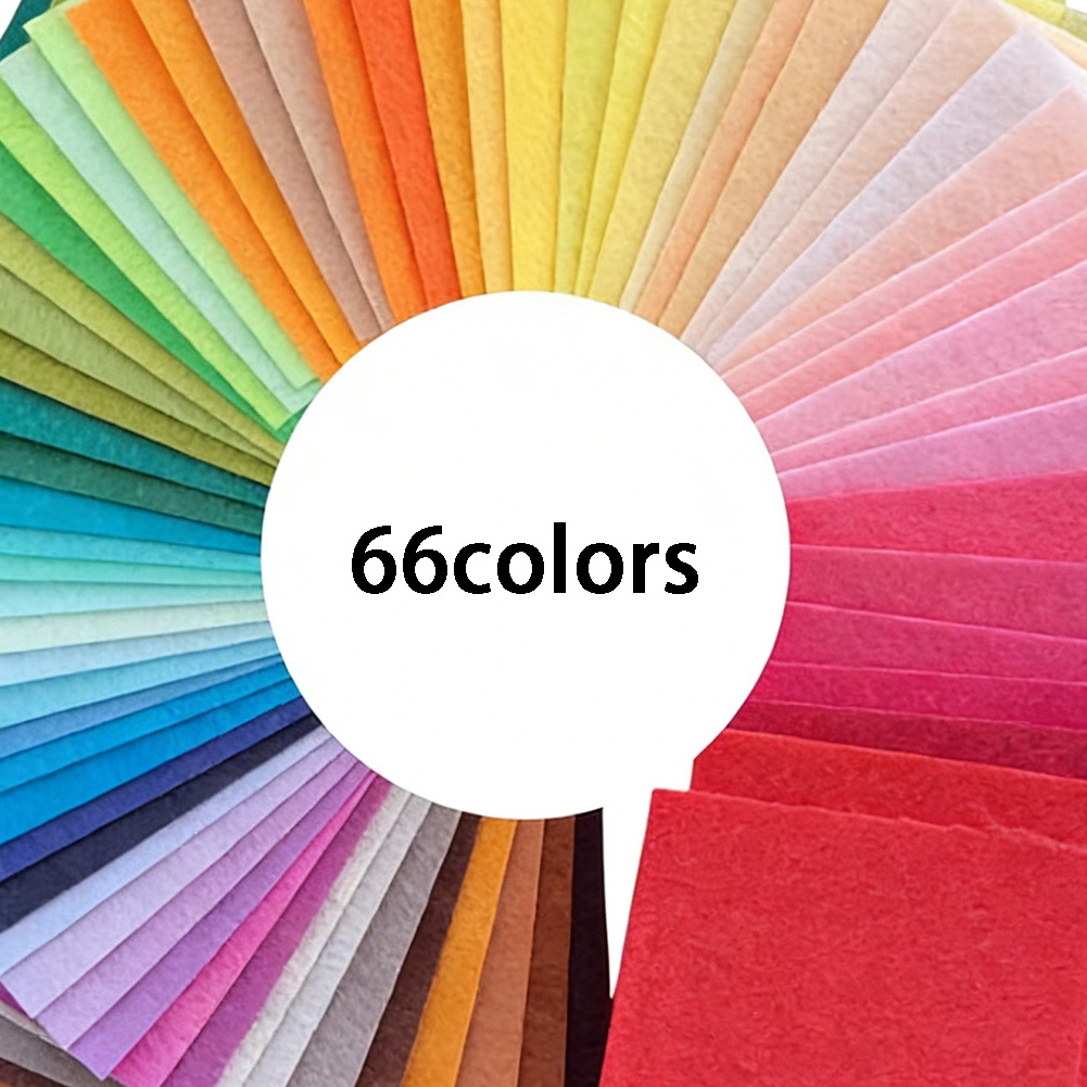 TEMU 66 feuilles de feutre 8"x12"/20x30cm pour loisirs créatifs - Carrés de feutre non tissé en nylon de 1mm d'épaisseur, couleurs assorties, pour