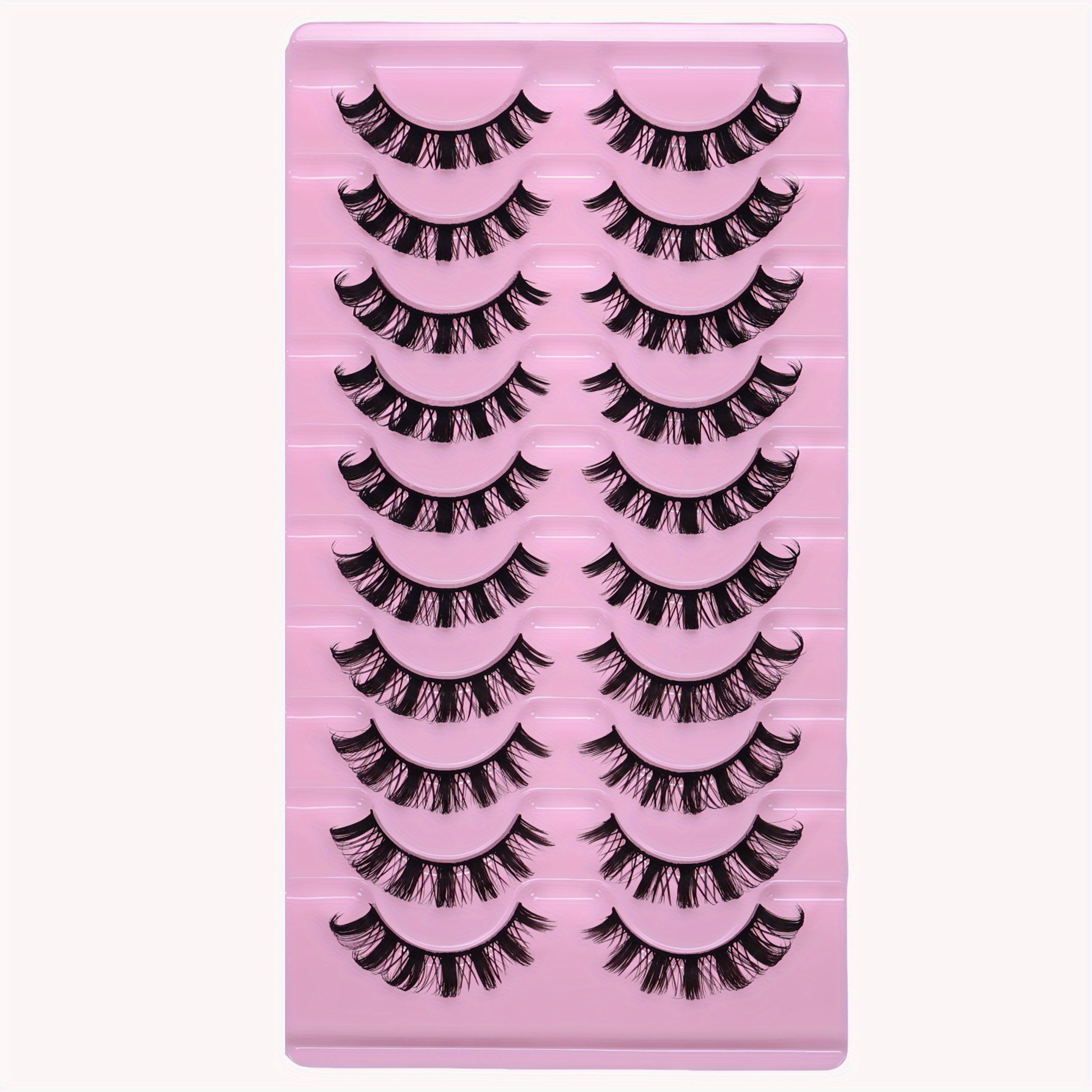 10 Pairs Lashes D 10-16mm Lashes 3d Fake Eyelashes Reusable Fluffy Strip Lashes