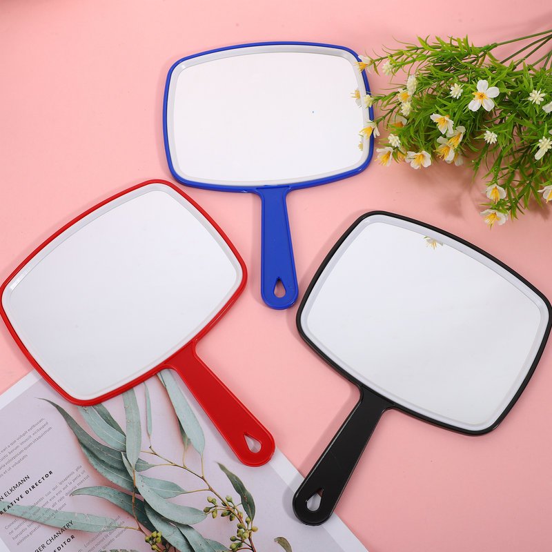 

1pc Portable Mini Makeup Mirror With Handle - Square, Glass Vanity Mirror For Desktop Use, No Battery Needed, Simple, Makeup Mirror