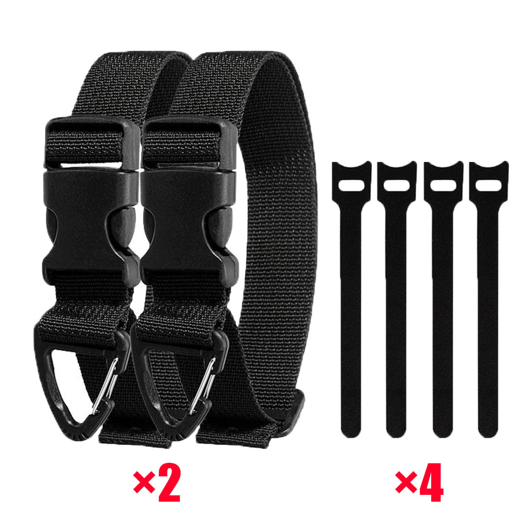 TEMU 6pcs Set Black Adjustable Extension And Data Cable Straps - -axis Cable Organizer, Safe Cable Management Straps, Suitable For Studio And Garage