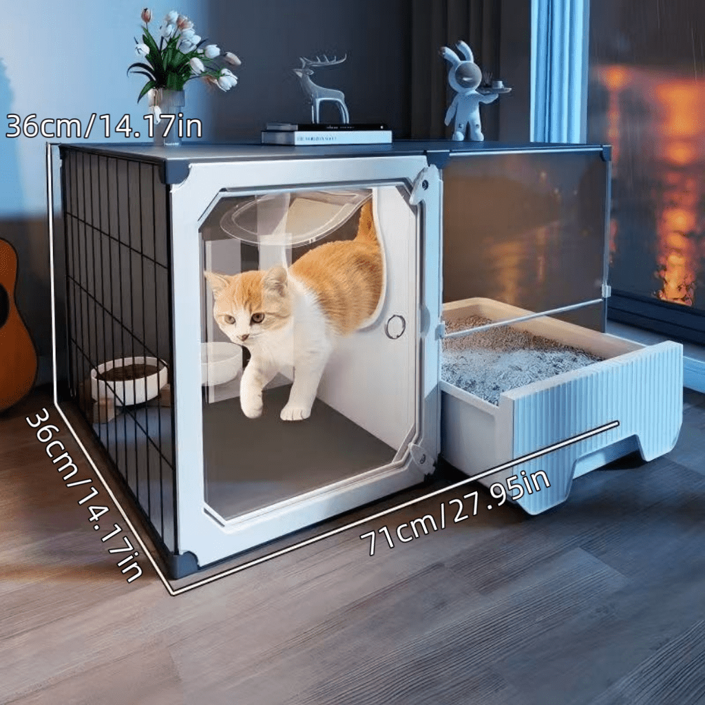 Expandable Horizontal Cat Playpen Crate with Elevated Platform