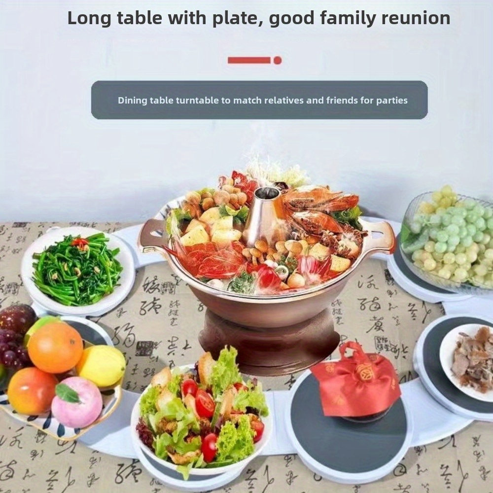 adjustable dining table mobile swivel platter suitable for circular rectangular and   table shapes   hot pot meals family   and celebrations useful kitchen and dining accessory details 0