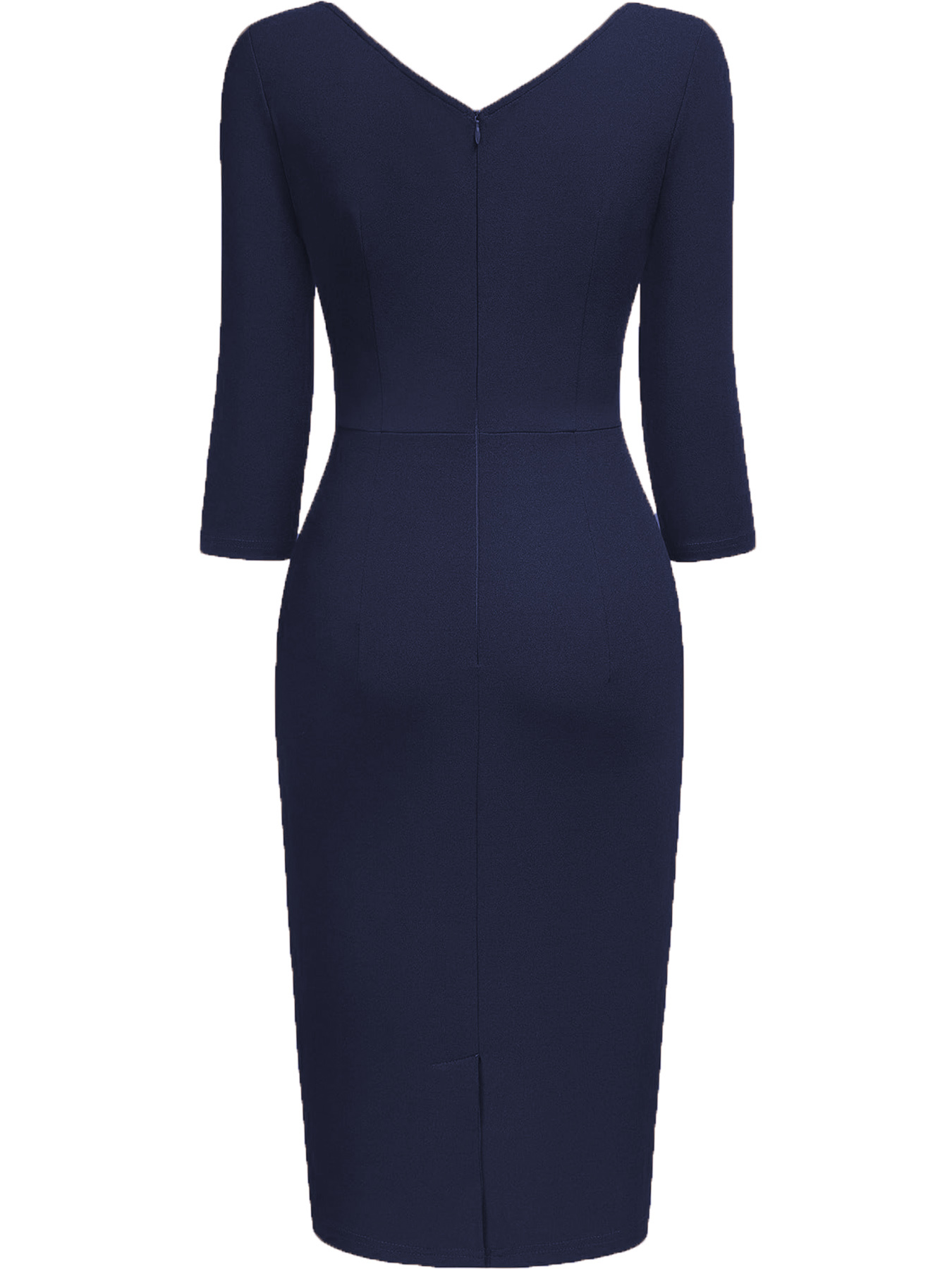 A Stylish And Elegant Summer Dress with a V-Neck, Three-Quarter Sleeves, And Side Pleats, Designed to Fit Snugly And Accentuate The Figure, Perfect for Work Or Party Occasions