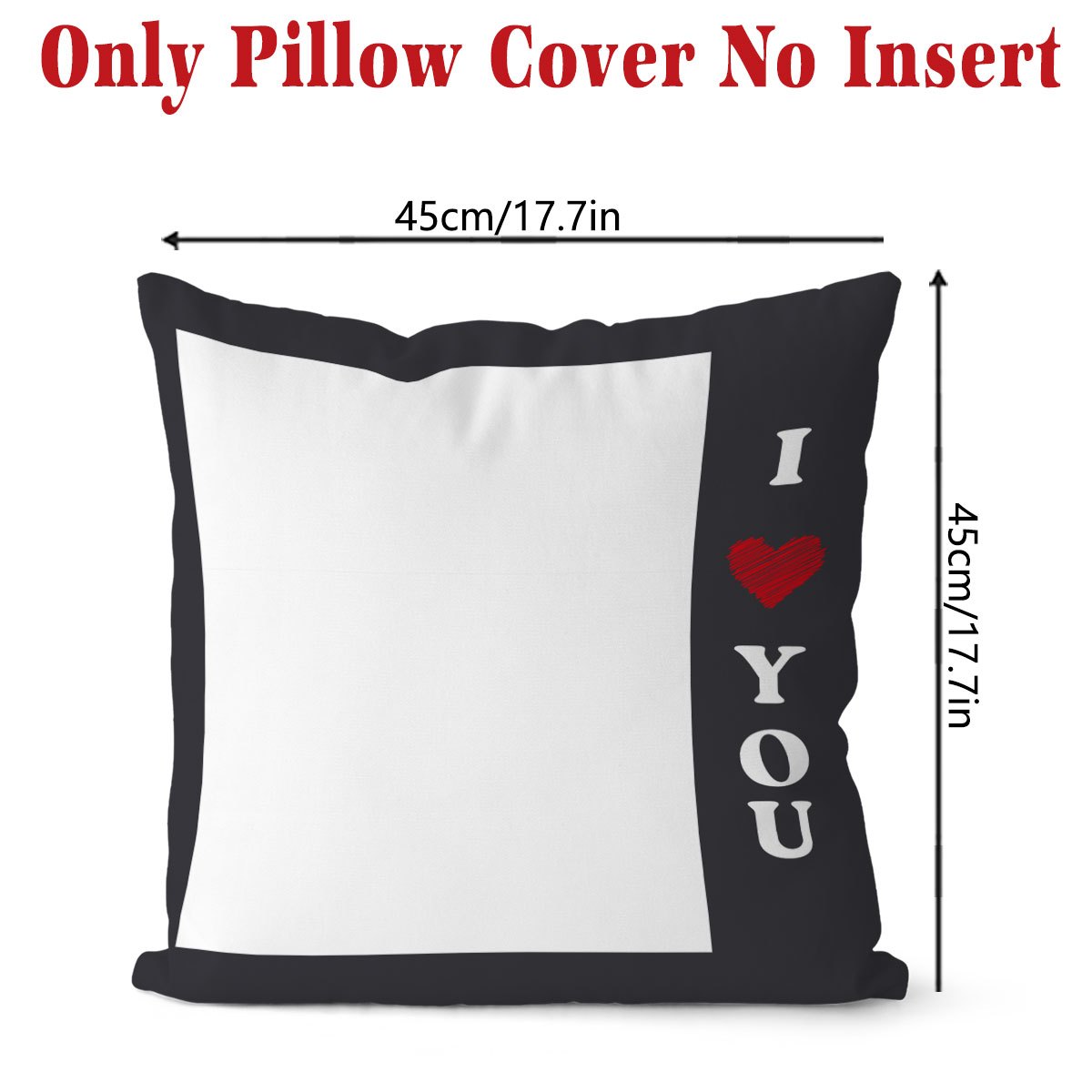 TEMU 1pc Customizable Photo & Text "i Love You" Heart Pillowcase, Single-sided Print, Soft And Skin-friendly, Decorative Cushion Cover For Sofa And