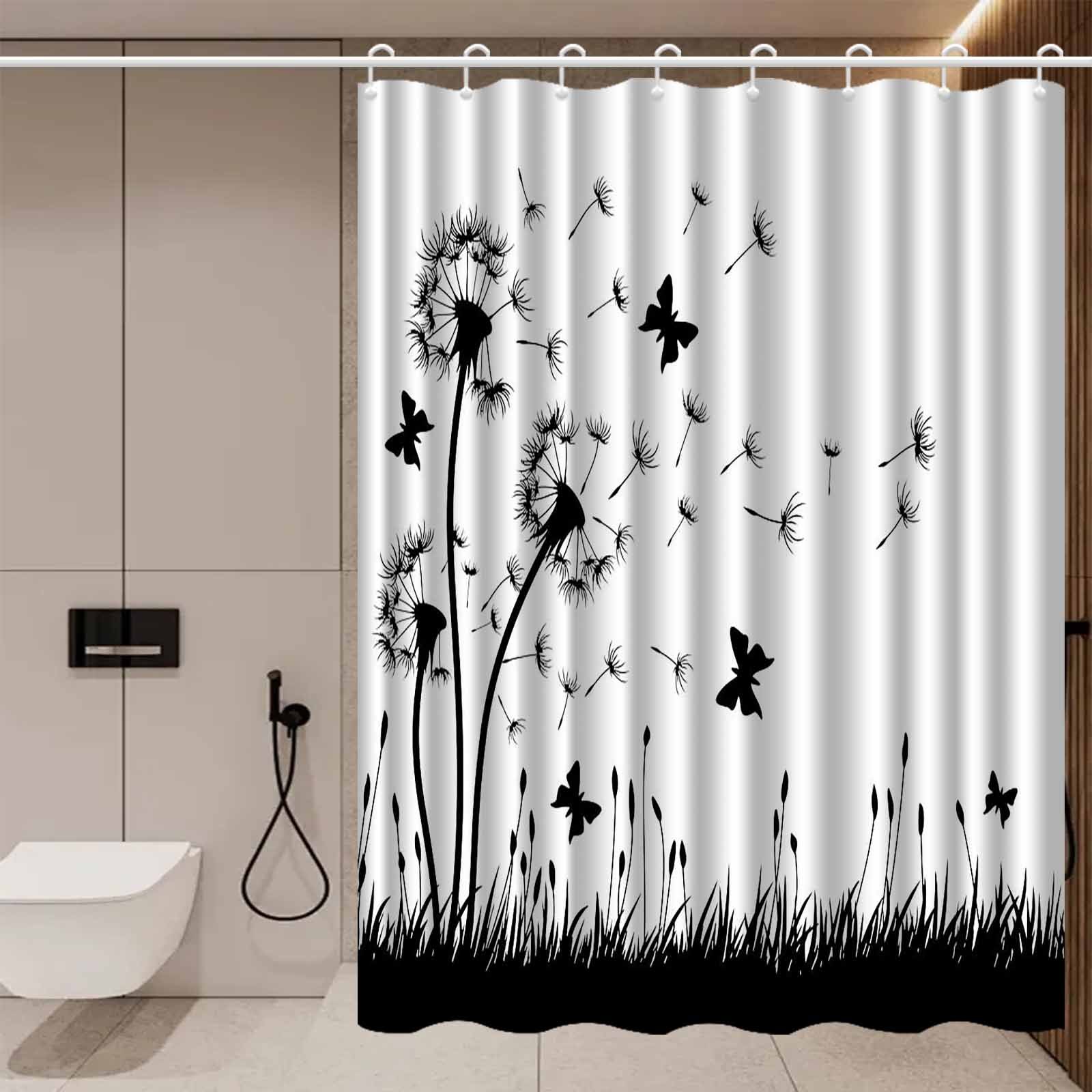 TEMU 1pc Nordic Modern Minimalist Dandelion Shower Curtain, High-end Elegant Bathroom Curtain, Bathroom Decoration Pattern