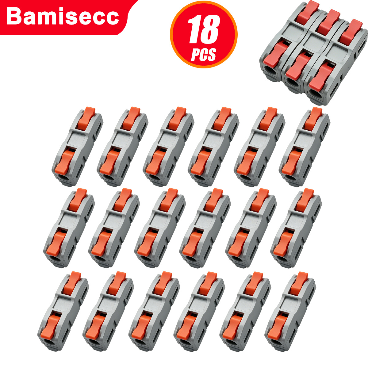 TEMU 18/6pcs, Snap-in Lever-type Terminal Blocks, 1-way 1-port Lc411 Series Terminals For Assembly Use, Reusable Push-in Electrical Connector Set,