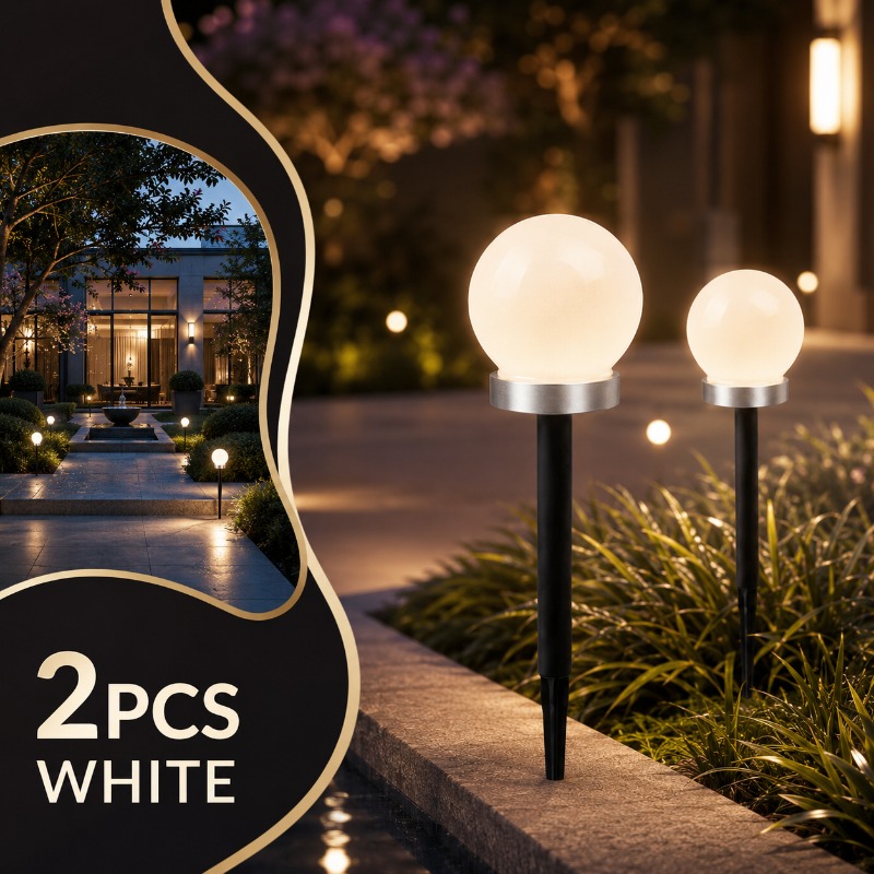 Image of 4pcs Bling Bubble Solar Lanterns For Outdoor Backyard, Containing 2pcs, Lawn Porch Landscape Decor Lamps, No-wire Night Lighting