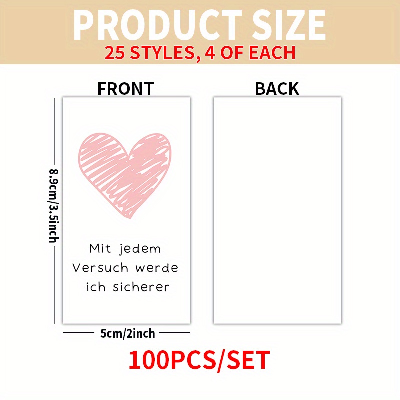 Image of 100pcs German Growth Mindset Affirmation Mindfulness Positive Beliefs Cards For , Family, Christmas, Thanksgiving, Valentine's Day, Easter Gifts