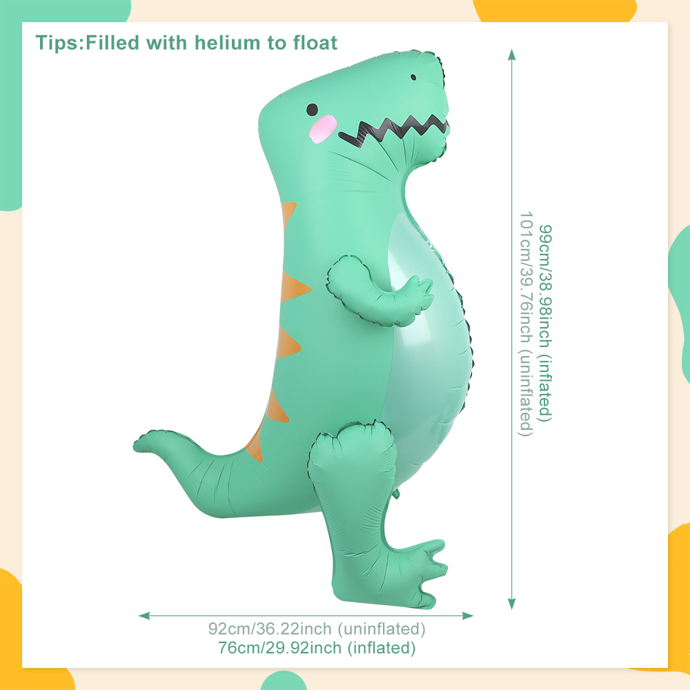 Image of 1 Large 100cm -rex Foil Balloon, Perfect For Dinosaur-themed Birthday Celebrations, Parties, And Props, For Halloween, Christmas