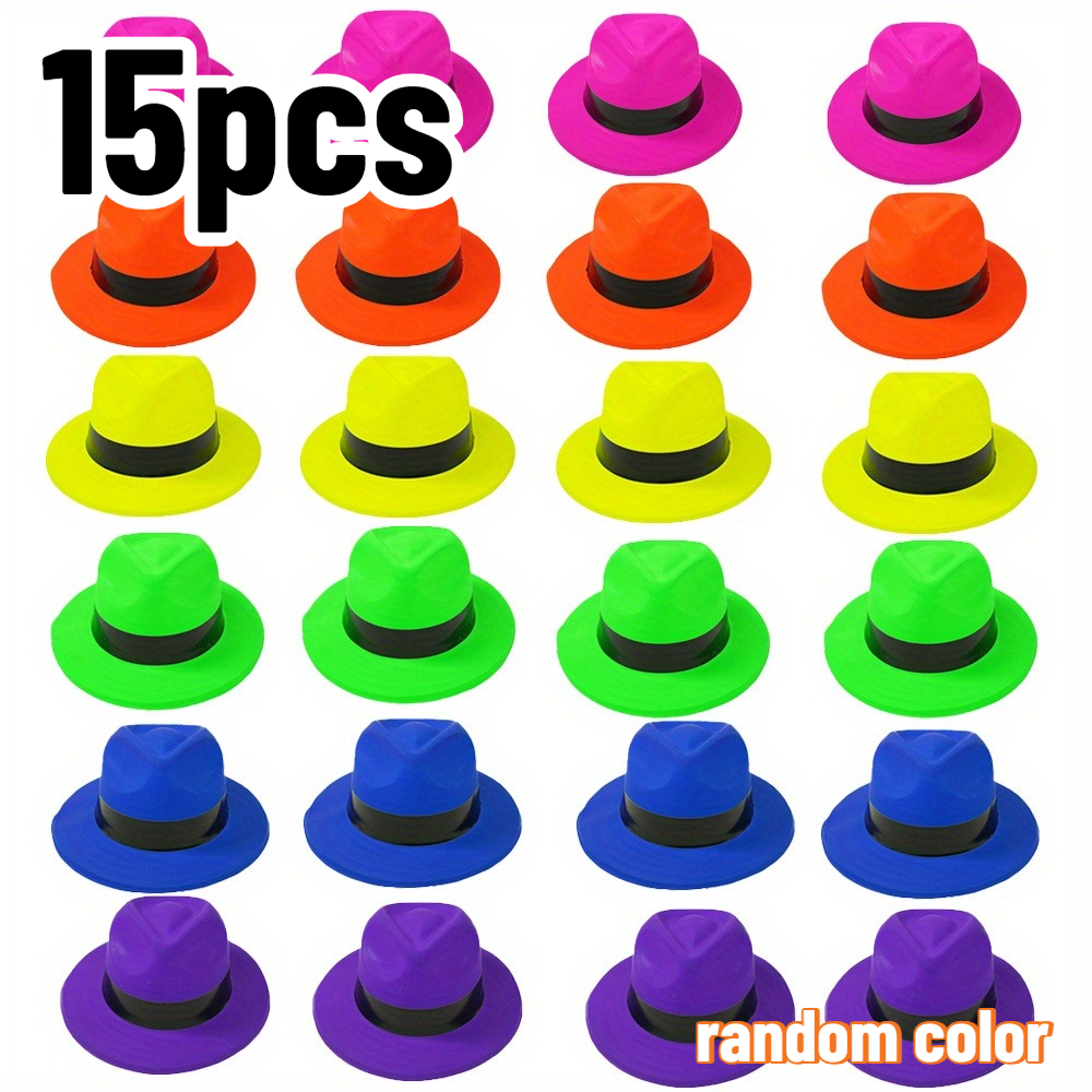 TEMU 15pcs Party Hat Set, Made Of Plastic, Available In Multiple Colors. Suitable New Year's Eve, Birthday Parties, Wedding Celebrations, , Stage