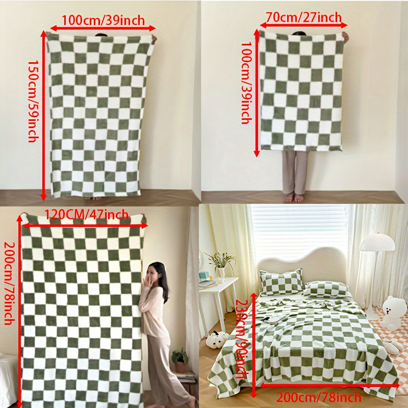 1pc cozy plush checkered flannel blanket   velvet polyester fiber warm and comfortable traditional style machine washable ideal for men women   christmas gift details 1