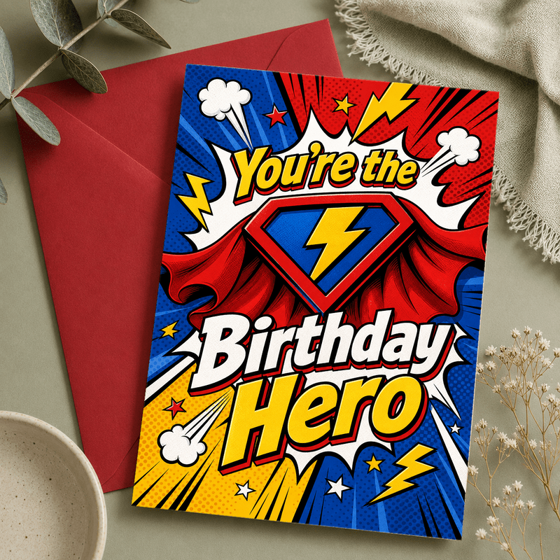 TEMU Your Superhero With This Vibrant Comic Book-style Birthday Card— , Family, Or Fans Of Heroes. Make Their Day With And A Fun, Heroic Message! 1pc