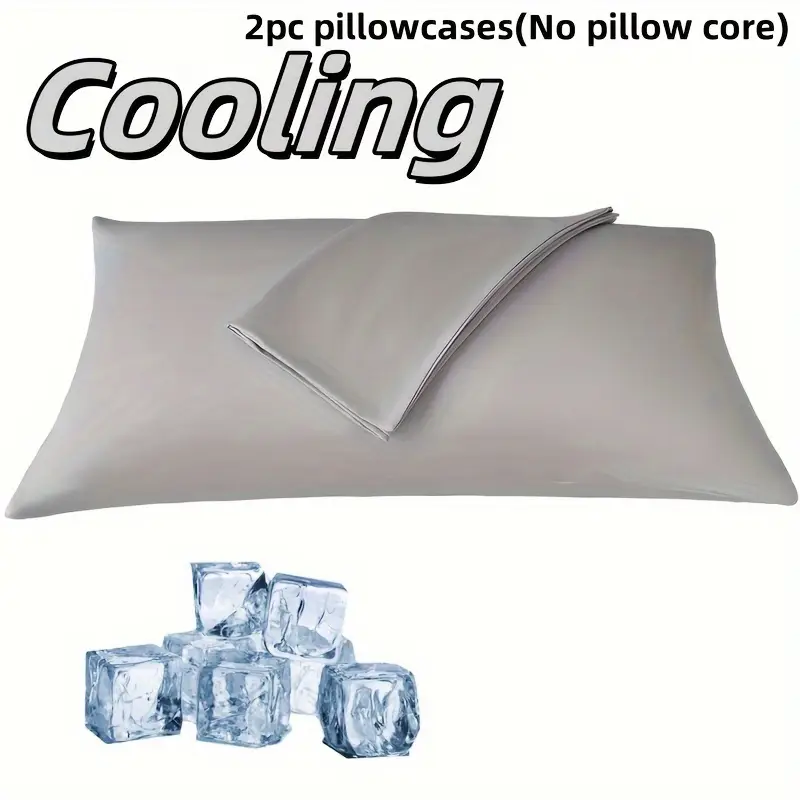 set of two cooling pillowcases for people with high temperatures soft breathable light beige friendly fabric envelope closure machine washable solid pillowcases for living room and bedroom holiday gifts for men and women Product details 7