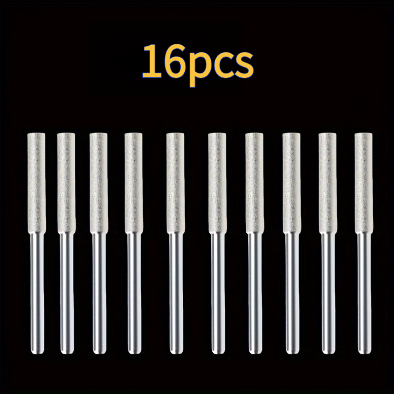 TEMU 16 Small Grinding Heads For Chainsaw Chains, Titanium-coated Diamond, Ceramic Grinding Wheel, Chamfering Tool For Polishing Jade, Glass, Metal,