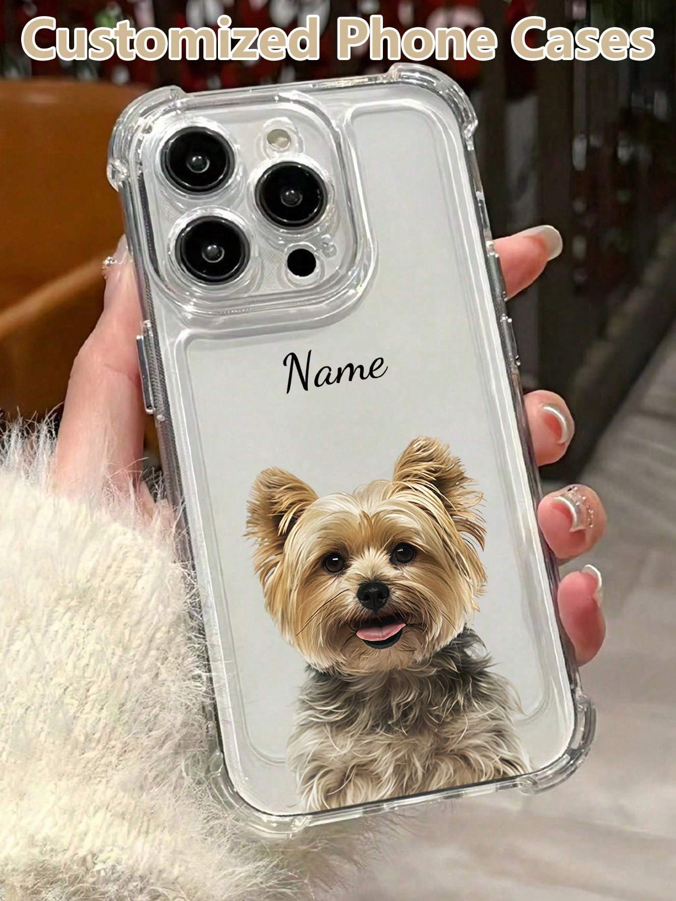 Customizable DIY photo phone case, four corner anti drop transparent cover, suitable for iPhone 12 13 14 15 16 Pro Max wedding, Mother's Day, Father's Day gifts
