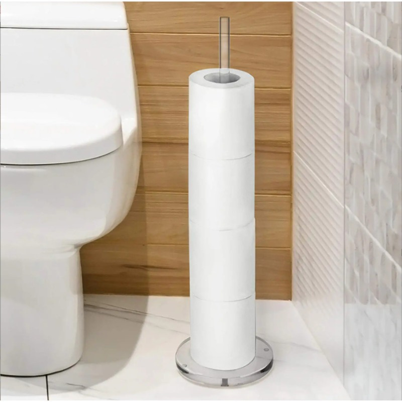 

1pc Freestanding Toilet Paper Holder Stand With , Over Mount, Bathroom Roll Organizer, Space-saving Design