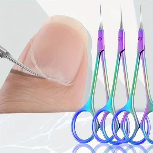 ultra fine pointed nail beauty scissors high hardness stainless steel long handle multi functional for cuticle removal eyelash extension eyebrow grooming double eyelid tape sharp long lasting tool