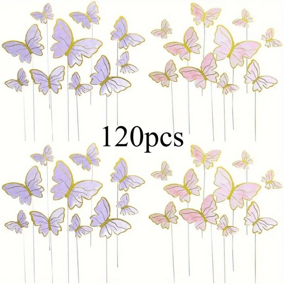 Image of 120pcs Cake Toppers, Purple & Plastic Decorations For Birthday, Wedding, Party - Versatile Seasonal Cake Embellishments，halloween，christmas