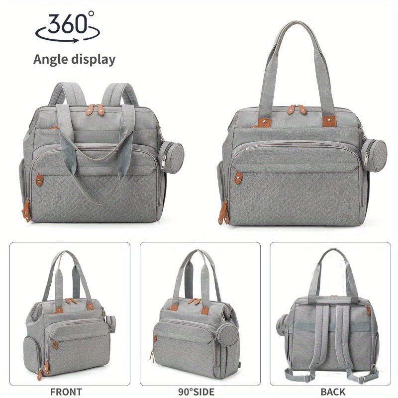 large capacity insulated mommy backpack for moms multifunctional diagonal crossbody bag with multiple compartments soft shell oxford fabric gray black   travel and daily use travel backpack