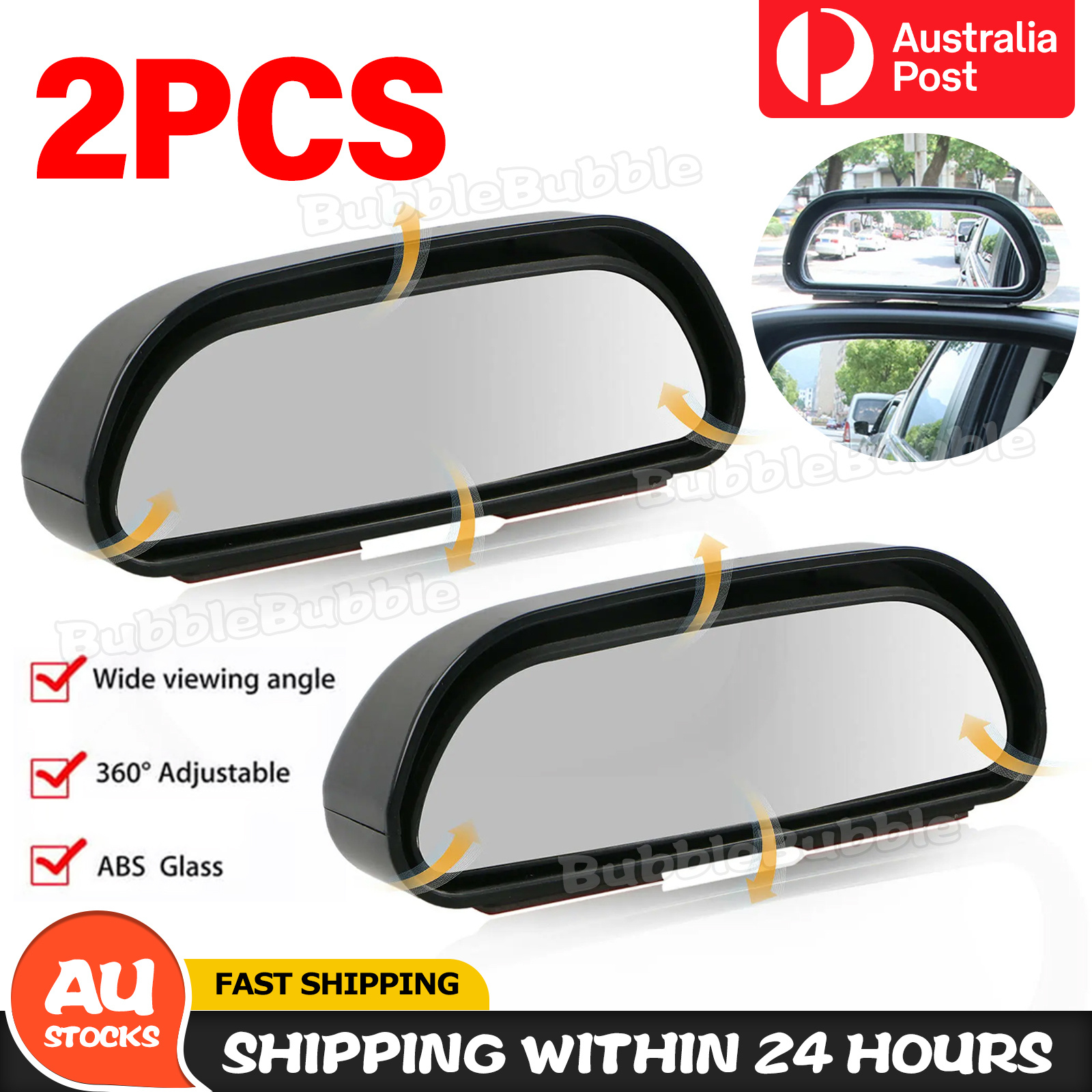 TEMU 2x Wide-angle Blind Spot Mirrors For Vehicles With Adjustable 360° Convex Glass For Enhanced Rearview Assistance