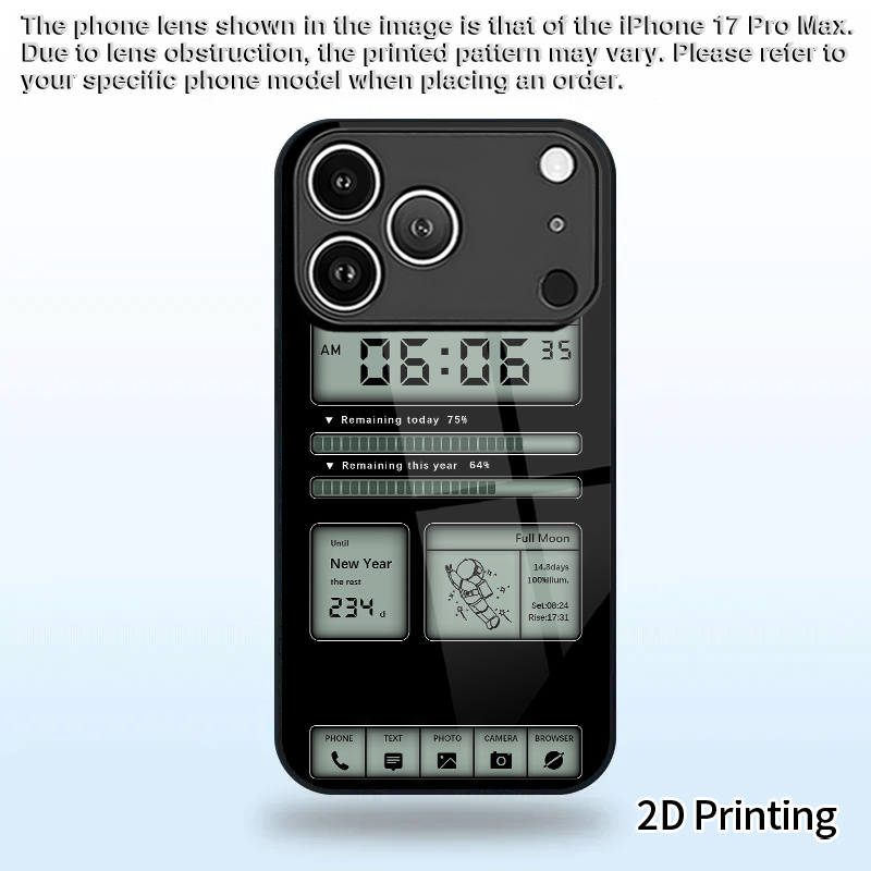 TEMU Phone Case: The 2dflat Digital Clock Display Features A High-quality Tempered Glass Back Panel With A And Luxurious Finish. The Full-coverage