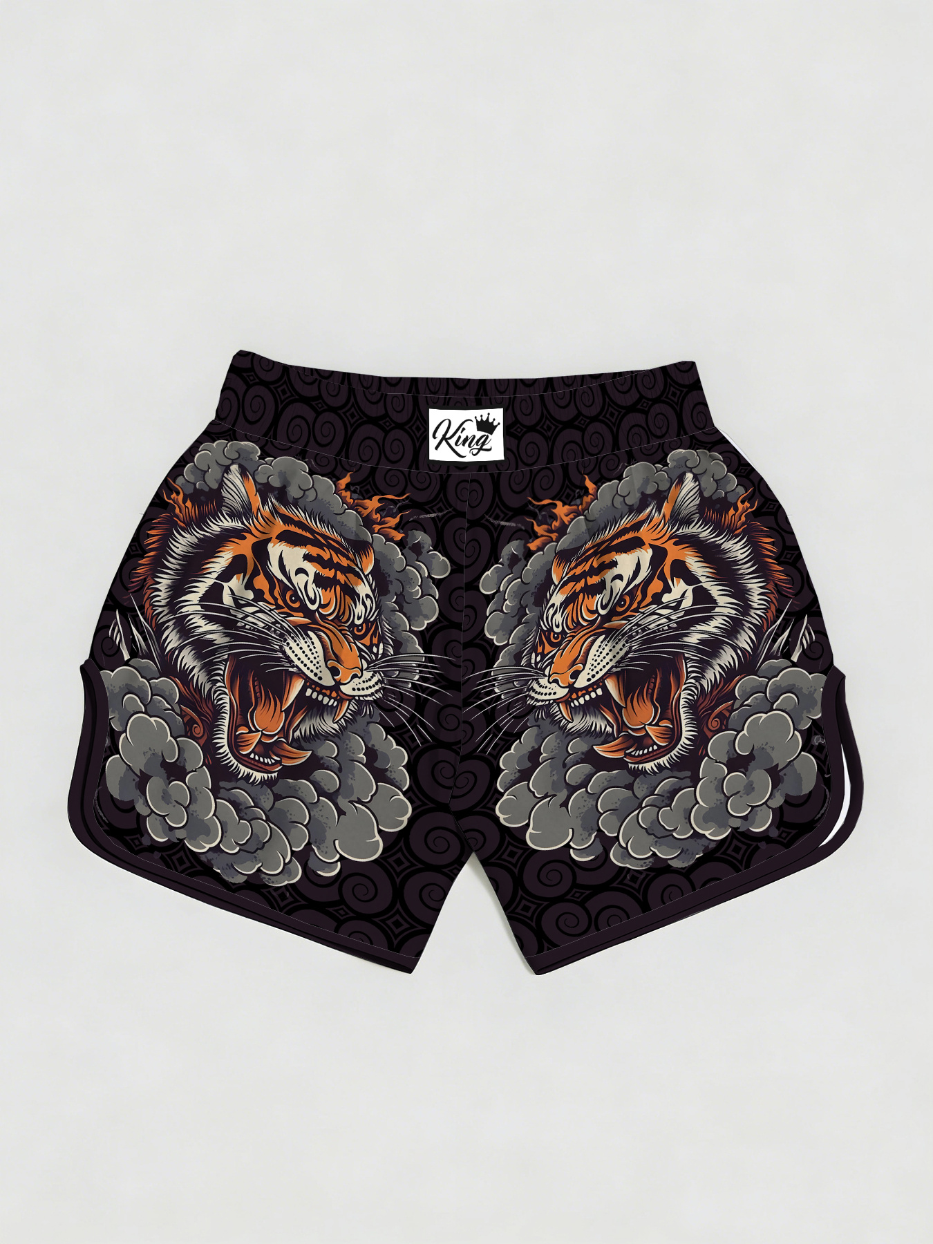 ink cloud raging tiger print boxing shorts summer mens casual quick dry boxing pants muay thai   training sports beach shorts