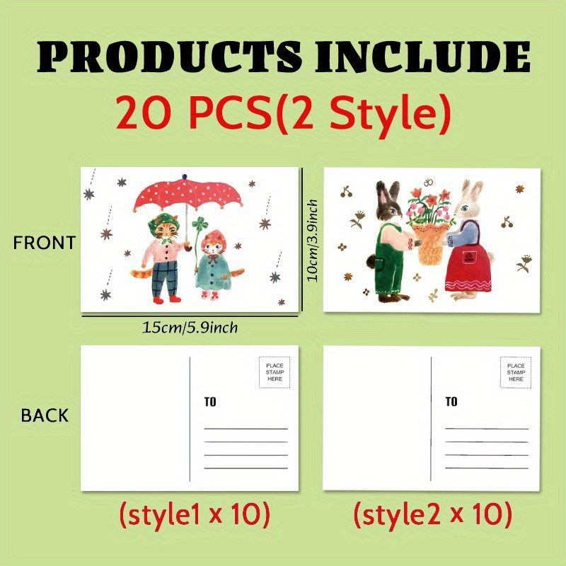 TEMU Set van 20 postkaarten met bosdieren, verkrijgbaar in twee ontwerpen, perfect om cadeau te aan geliefden bij verschillende gelegenheden zoals