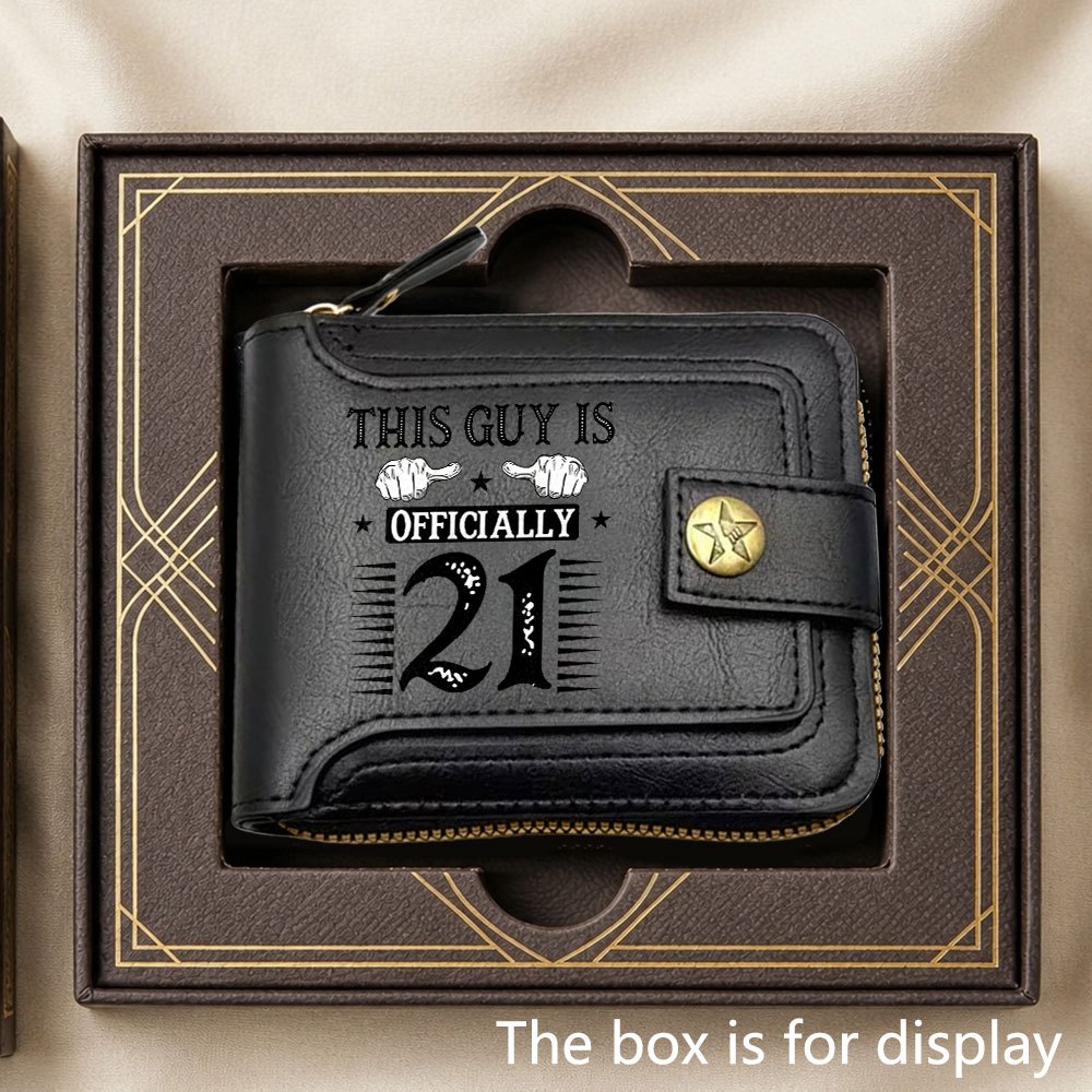 TEMU Fashionable And Trendy 21st Birthday Party Business Men's Wallet, Large Capacity Storage, Minimalist Style — For A Father, Husband, Or Brother