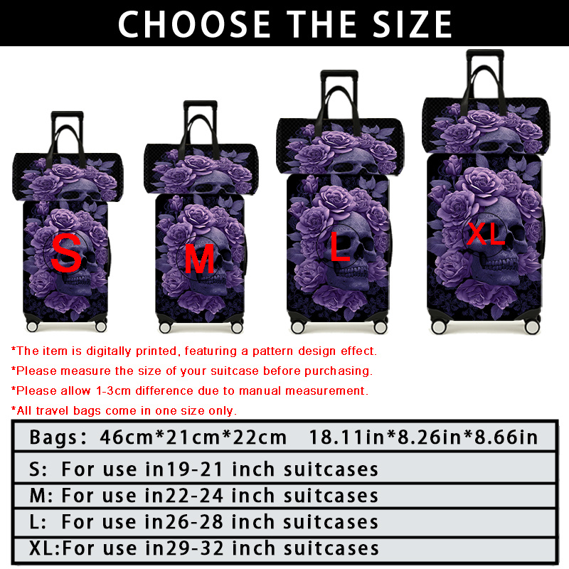 Gothic Purple Rose Print Luggage Cover & Travel Bag Set