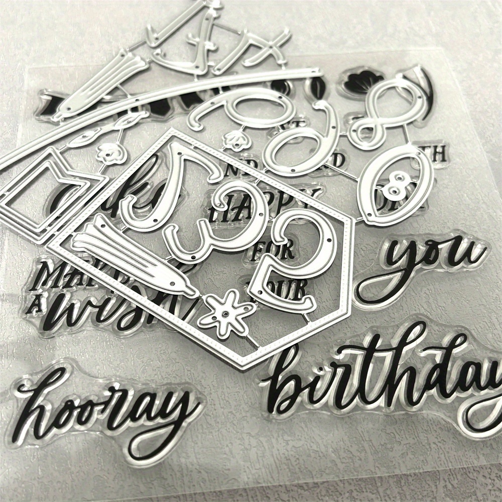 

Love-themed Birthday Cake Stamp & Die Set - High-quality Carbon Steel For Diy Scrapbooking, Card Making & Photo Album Decorations