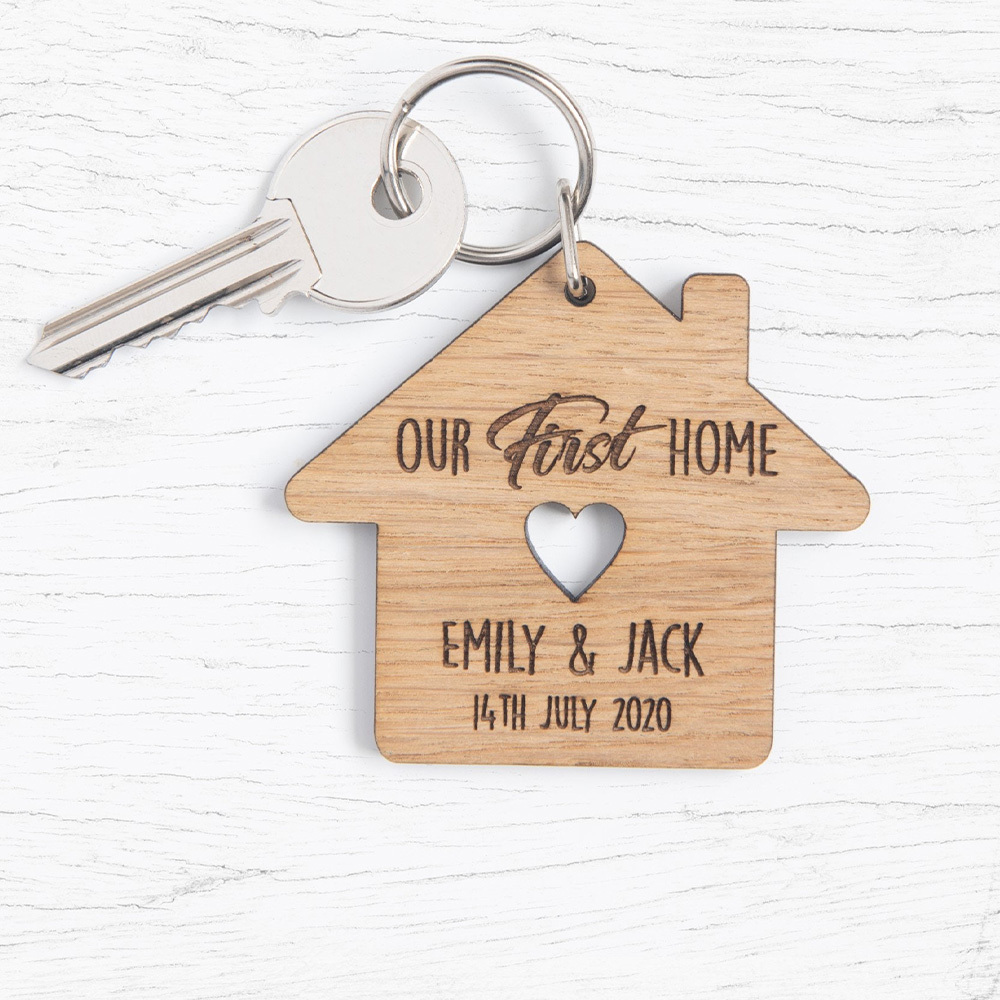 TEMU Customize A Personalized Gift, - A House-shaped Wooden Keychain, A Personalized Sweet Home Gift Suitable For Wives, Husbands, Father's Day,