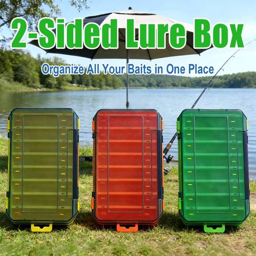 fishing lure box double sided tackle compartment lure tackle tray crankbait storage spinner bait tackle box