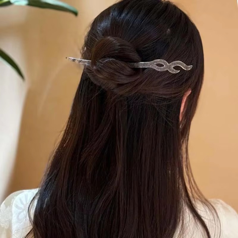 Random 5 New Ink Gray Hairpins, Literary Style Hair Accessories