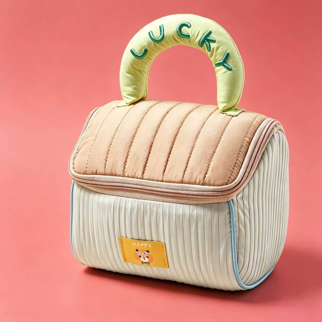 TEMU Cloud Portable Storage Bag Cute Cartoon Large Capacity Makeup Bag Quilted Striped Travel Toiletry Bag Available In Multiple Colors