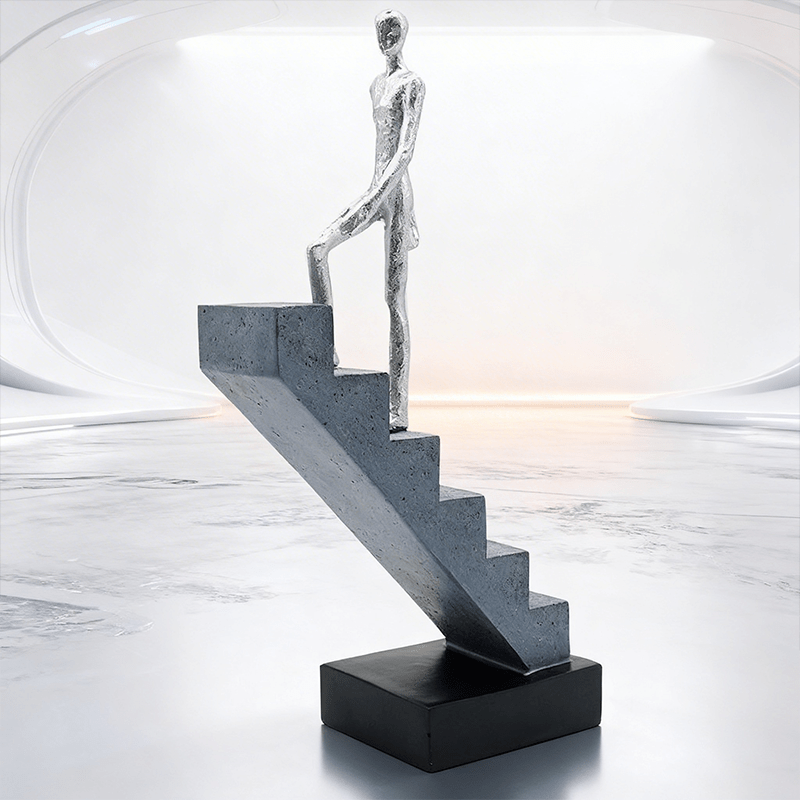 Collectible Architectural Climbing Staircase Figure Statue - Resin Miniature Stair Ornament Suitable for / Use, Multi-Room Decor with Ascending Steps, Modern Tabletop Display for Home, Office, Balcony Decoration