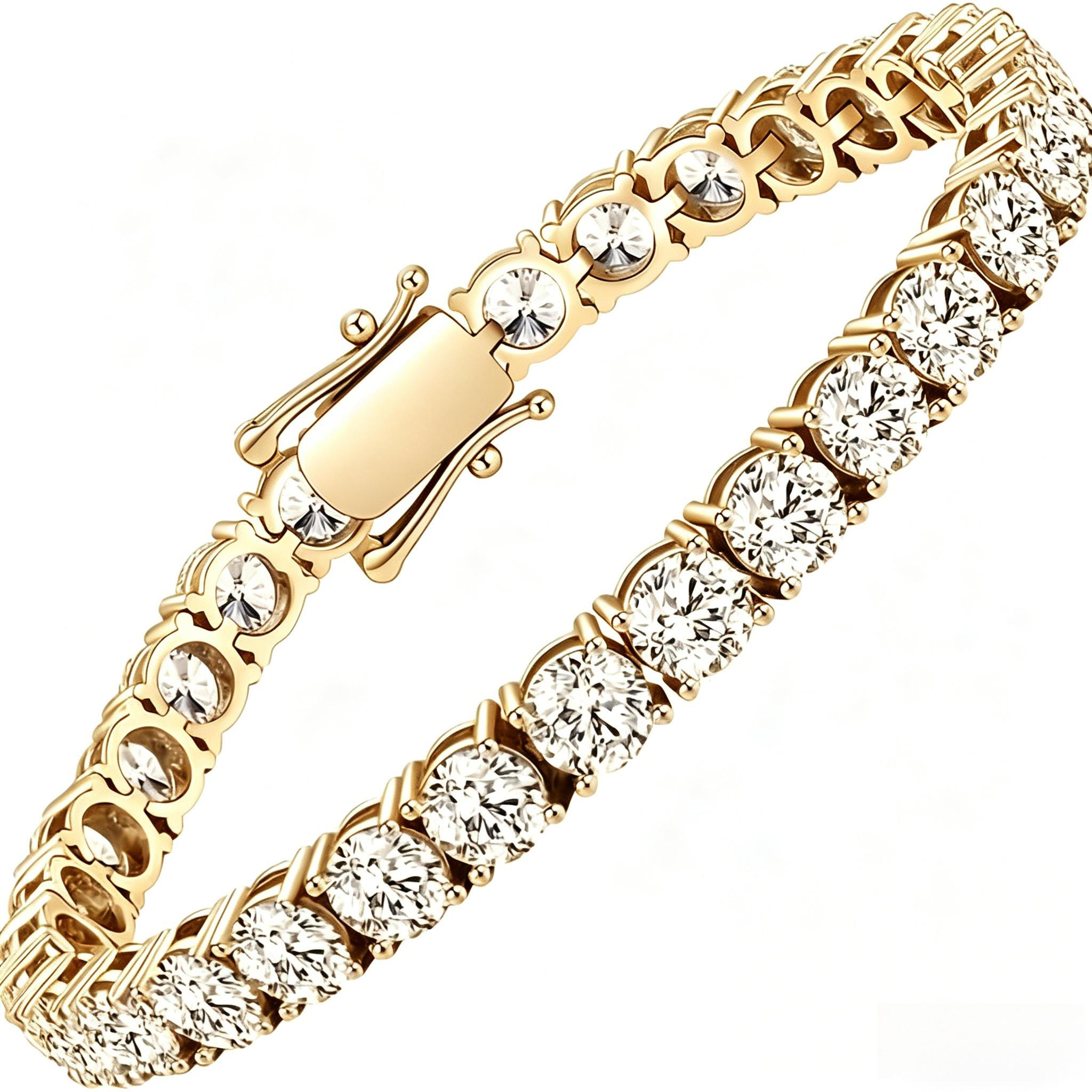 TEMU Lab-grown Women's , 24k Gold Plated 24k Gold Plated-plated Men's Round Bracelet, Jewelry