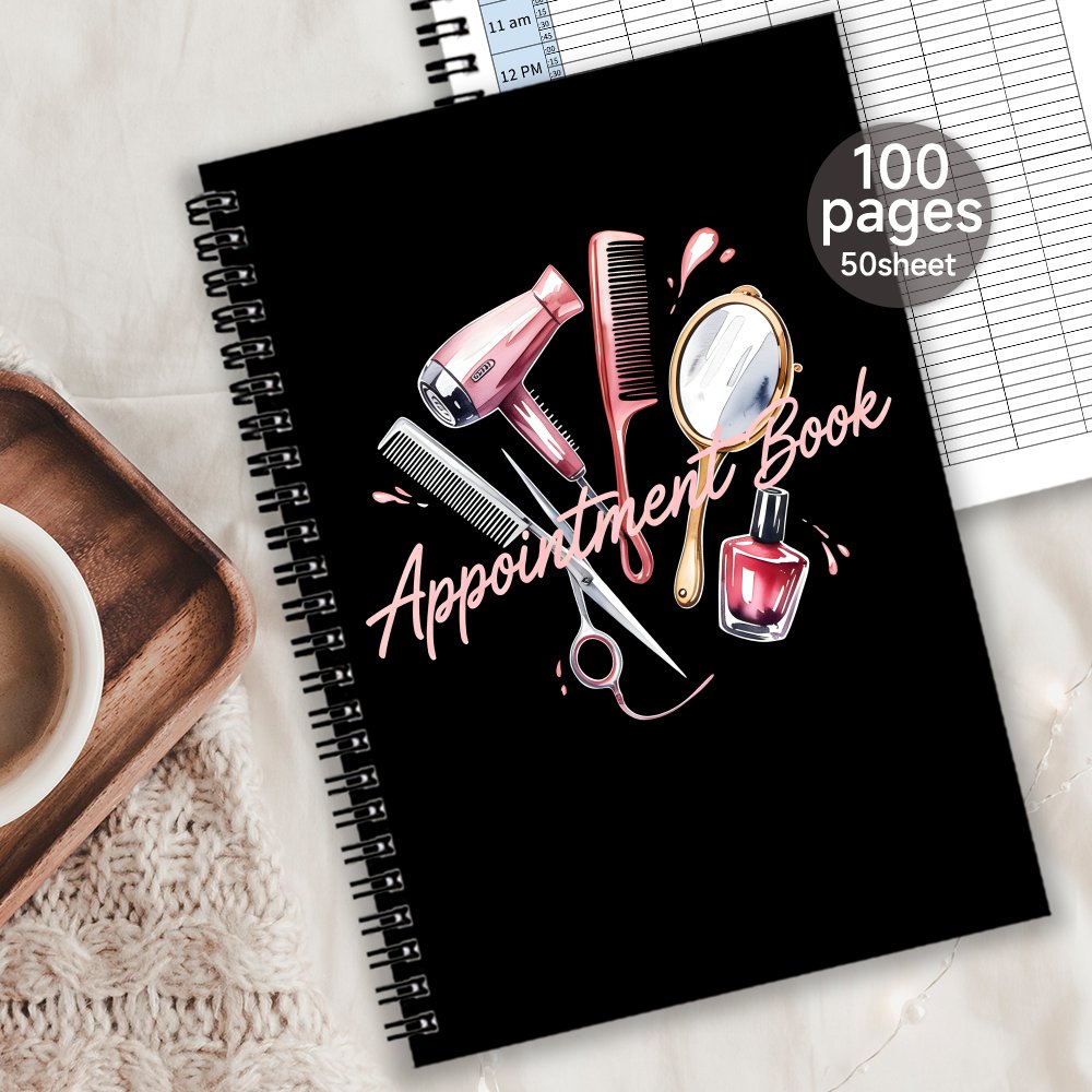 TEMU 1pc Spiral Appointment Book, Weekly Schedule Planner For Home, Office, Business And Salon Professionals With Salon Tools Design