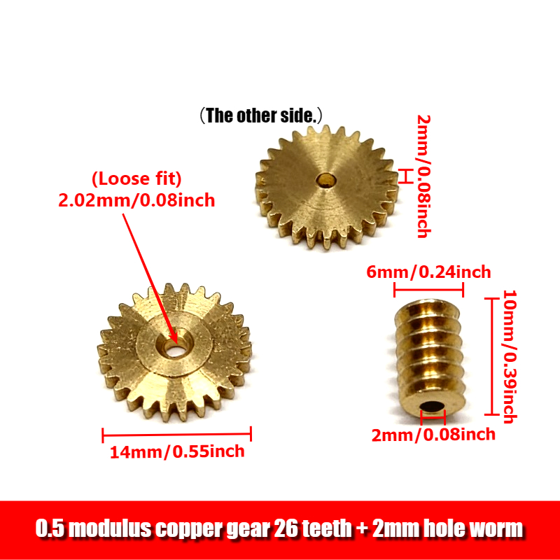 1 X 0,5 Modulio Varinis Pavarų Rinkinys + 1 X 2 mm Skylės Kirmėlinis Pavarų Rinkinys