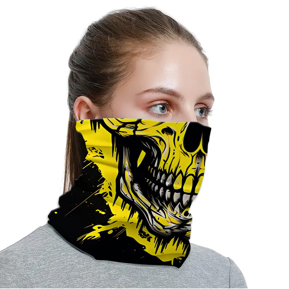 Skull Print Pattern Face Mask, Unisex & Washable
