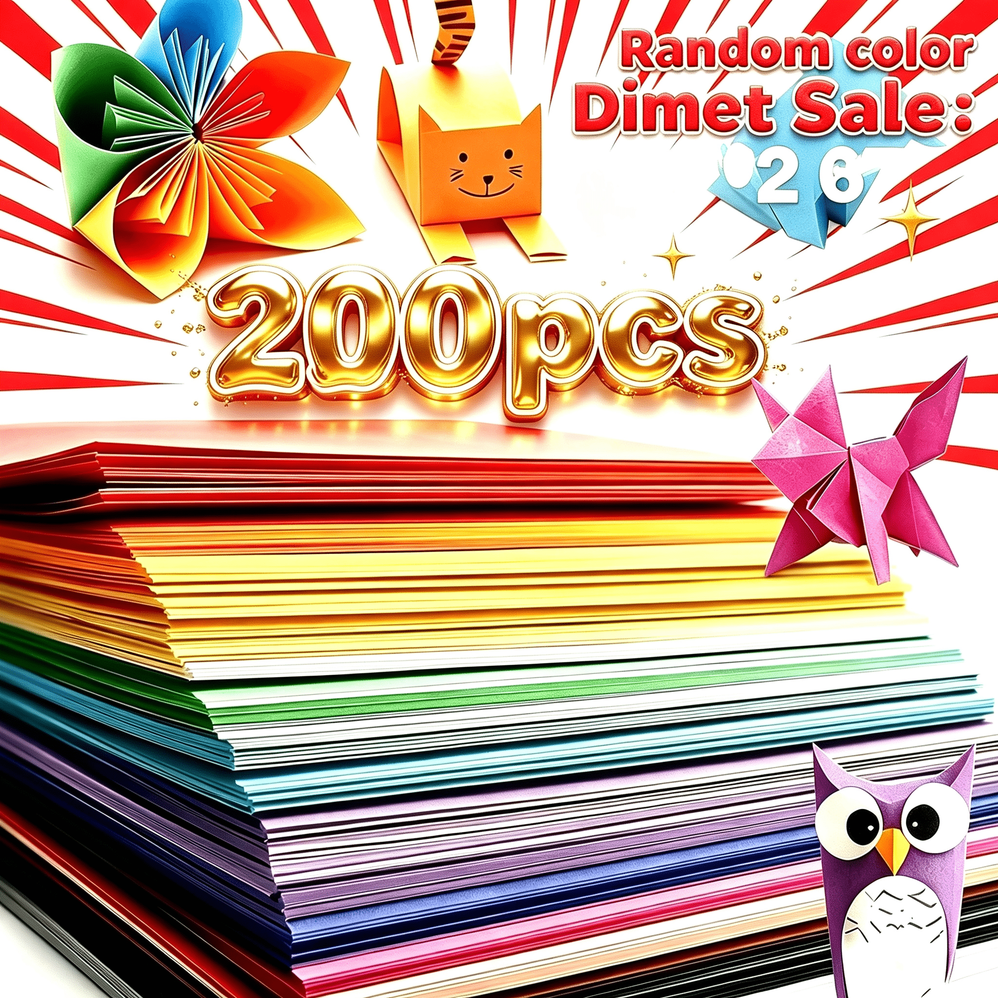 TEMU 200 Sheets, 10 Colors, Multi-functional Solid Thick Creative Paper, Thick Cardstock, Random Colored Square Thick Paper, Suitable For Origami,