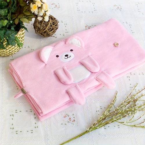 pink embroidered applique coral fleece baby throw blanket 42 5 by 59 1 inches