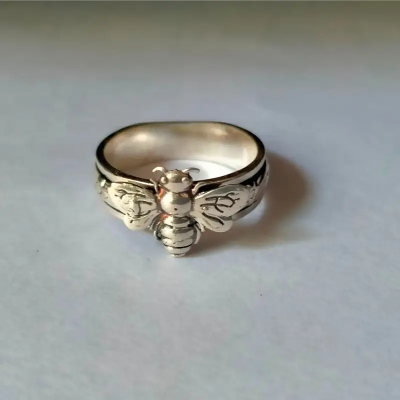 bee ring, spinner ring, anxiety ring, worry ring, designer ring, boho ring, texture ring, band ring, ring, gift for.., unusual rings for, for teenager Product details 3