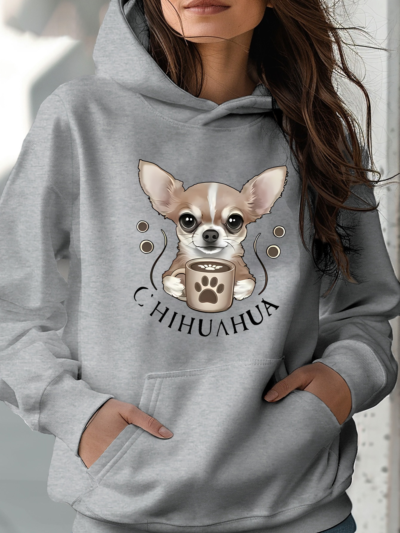 chihuahua dog patterned sweatshirt a vibrant long sleeve hoodie with   style featuring a trendy hood and   kangaroo   for a soft and comfortable casual   womens autumn and winter sportswear