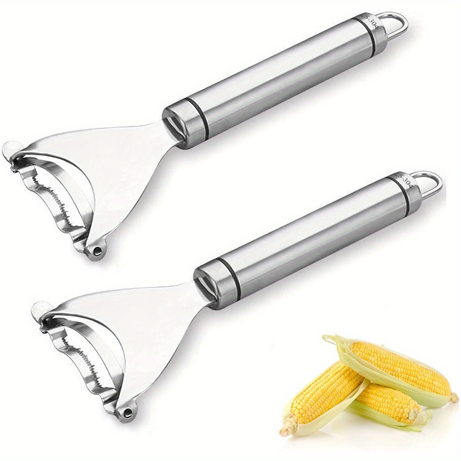 TEMU Heavy-duty Stainless Steel Corn Peeler - 3-in-1 Multi Tool With Ergonomic Grip, Corn Cob Stripper, Remover & Husker - Removal For Home Kitchen,